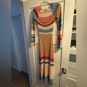 VRG GRL Work Of Art Crochet Maxi Dress // Multi